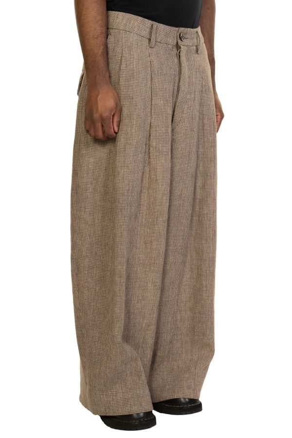 ATE SIMO Double Pleated Wide-Leg Houndstooth Pants