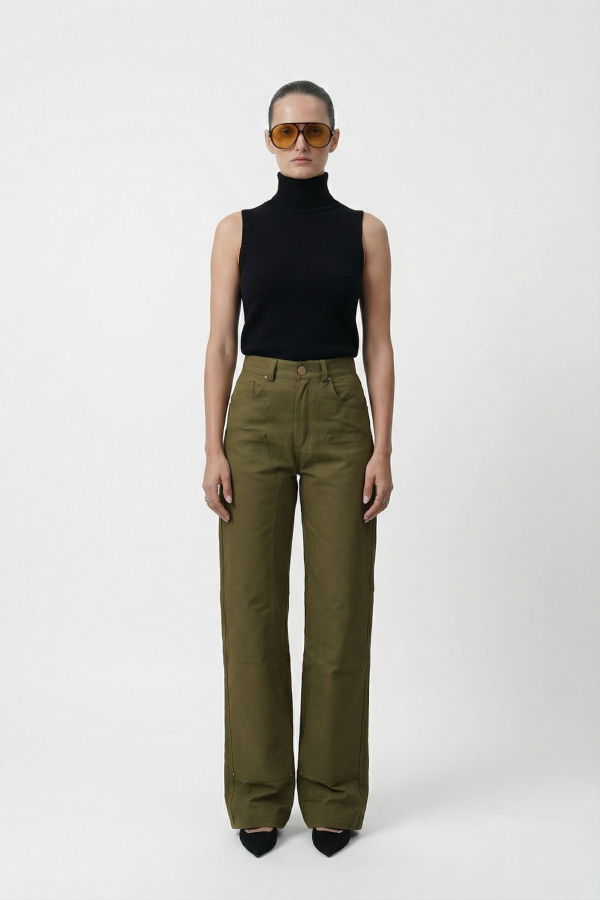 Parentezi Lara Denim Pants - Olive