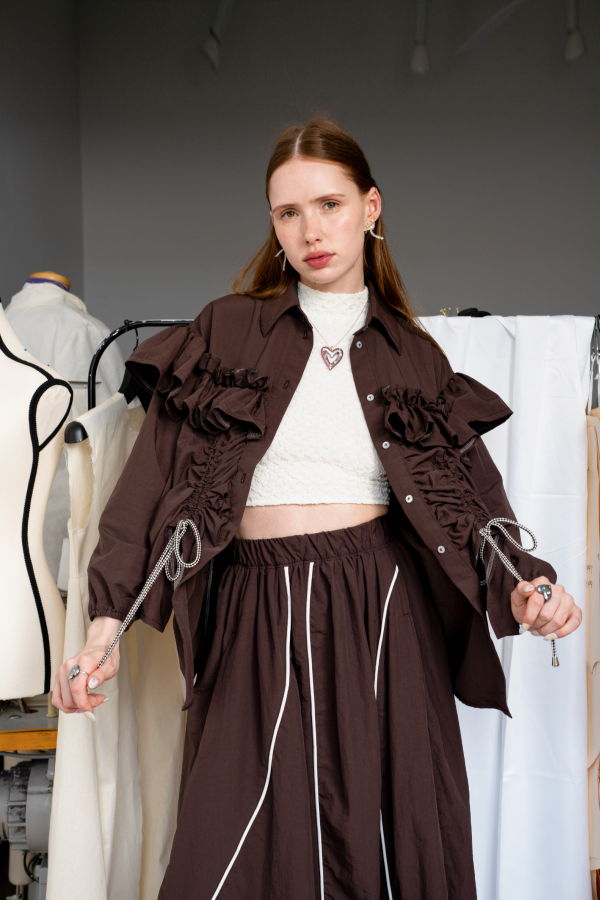 Alex Yu Riley Top - Brown