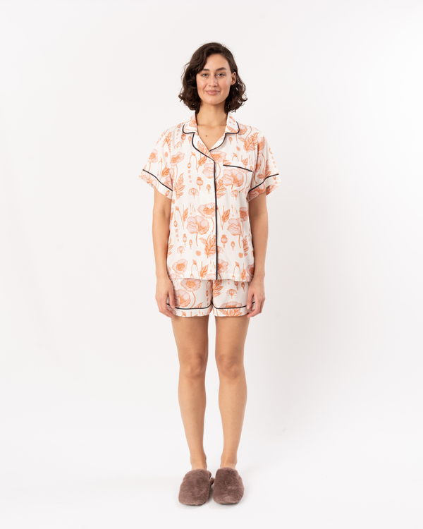 Katie Kime Poppy Pajama Shorts Set - Pink