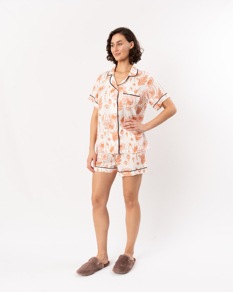 Katie Kime Poppy Pajama Shorts Set - Pink