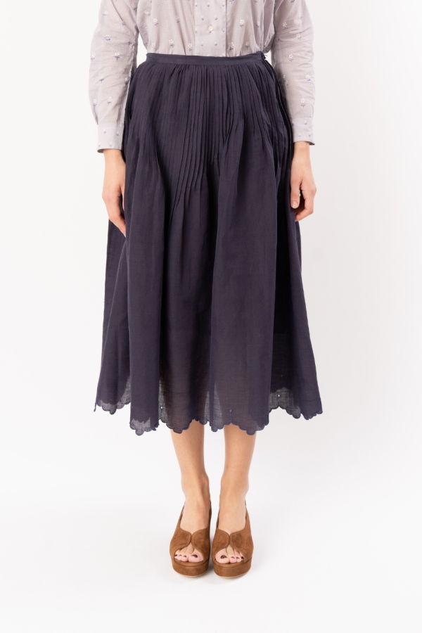 Thierry Colson Verde Skirt - Jacobean Scallops Navy