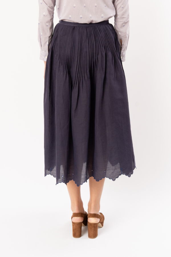 Thierry Colson Verde Skirt - Jacobean Scallops Navy
