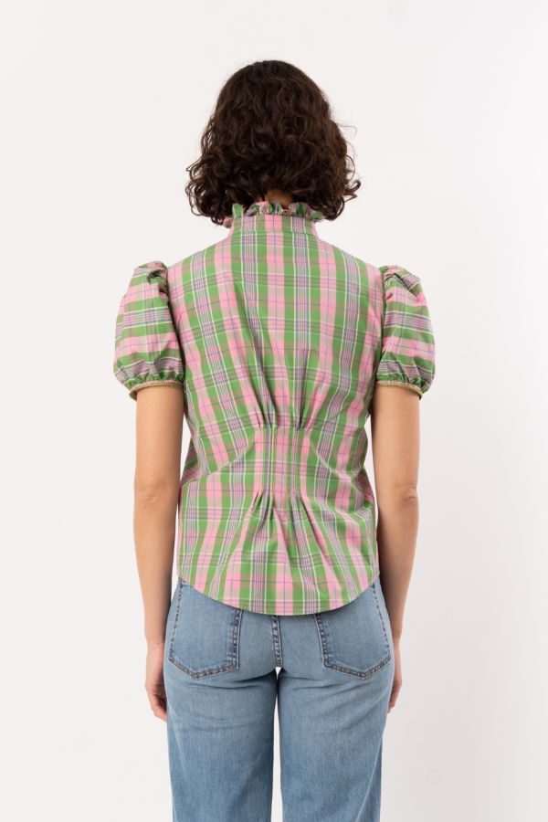 Thierry Colson Vike Blouse - Victorian Check Green/Pink