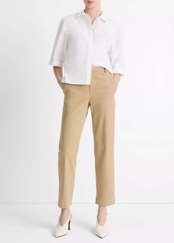 VINCE Avery Mid-Rise Italian Stretch-Cotton Chino Pants