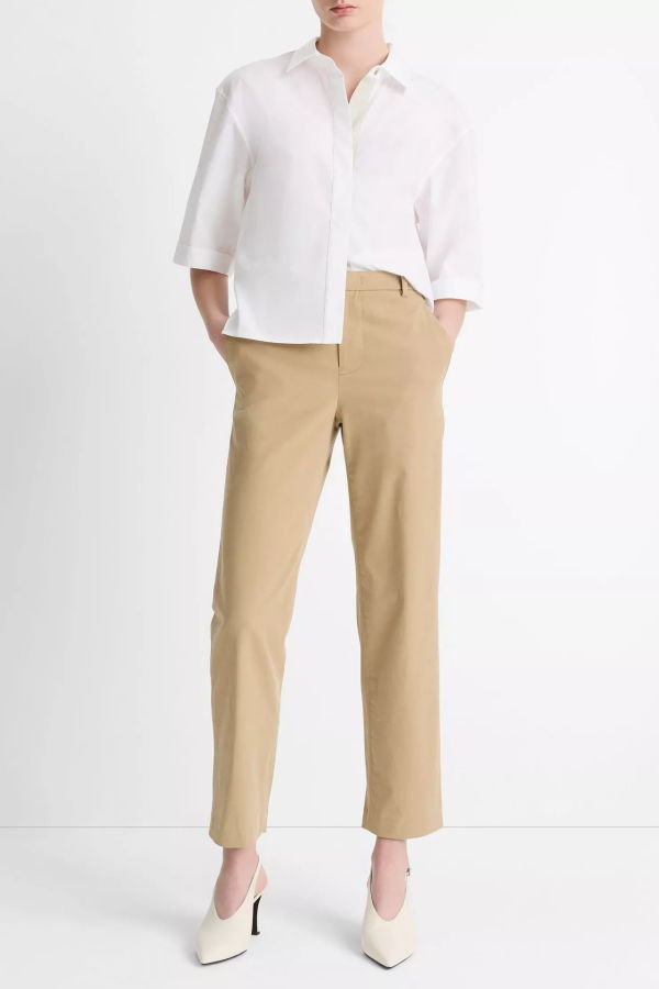 VINCE Avery Mid-Rise Italian Stretch-Cotton Chino Pants