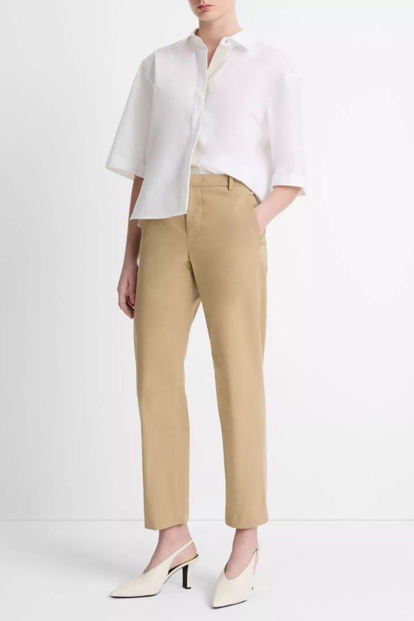 VINCE Avery Mid-Rise Italian Stretch-Cotton Chino Pants