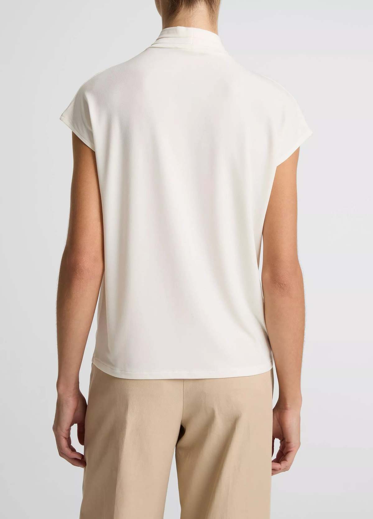 VINCE Twist-Neck Matte Jersey Cap-Sleeve Top - Image 3 of 4