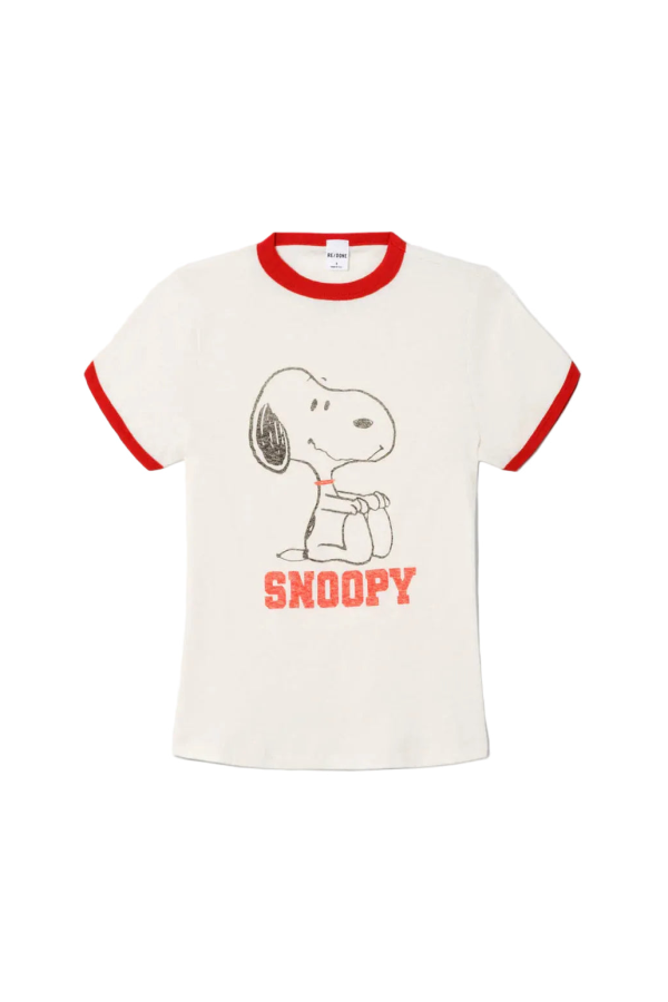 RE/DONE 60's Slim Ringer Snoopy Tee