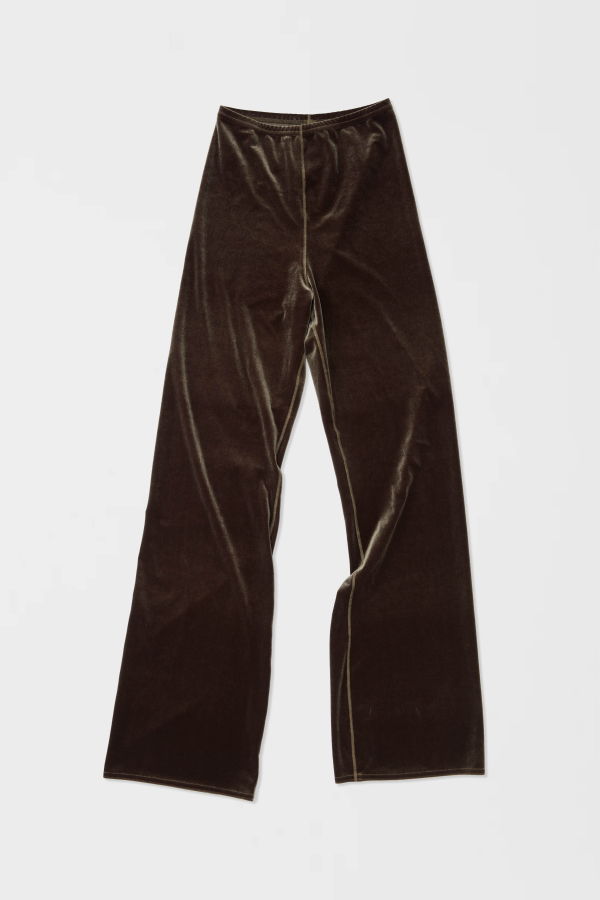Simone Wild Velvet Wide Leg Pants - Olive Green