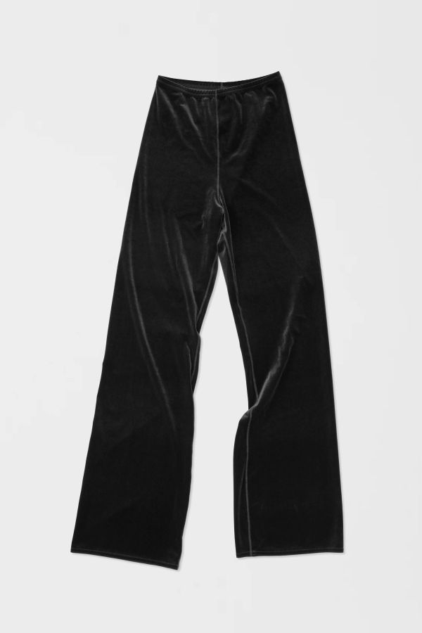 Simone Wild Velvet Wide Leg Pants - Black