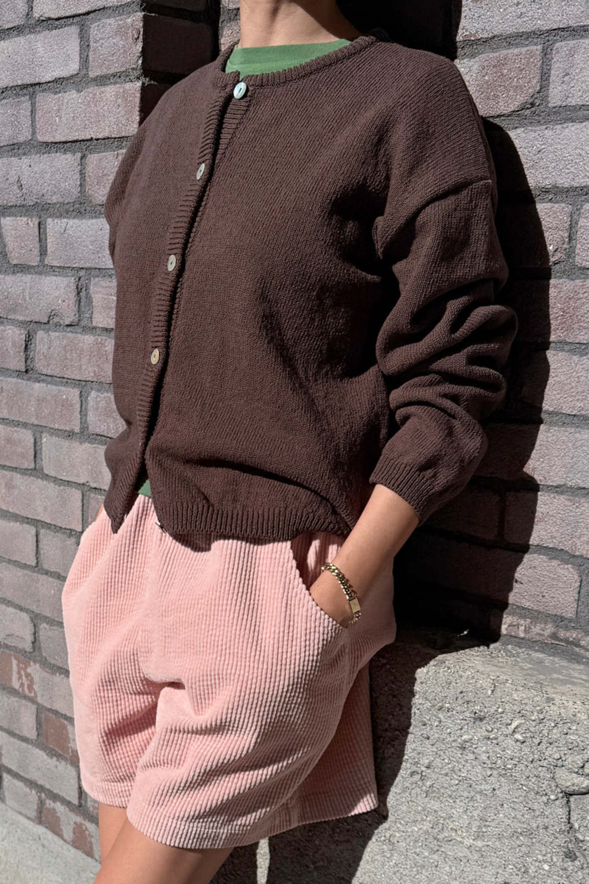 Le Bon Shoppe Leila Cotton Cardigan - Brown - Image 3 of 3