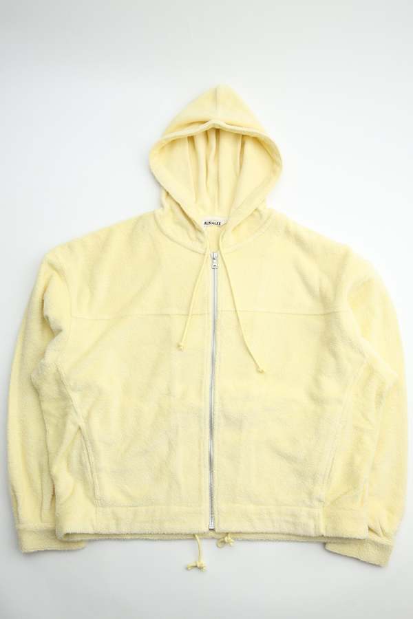 Auralee Cotton Nylon Pile Zip Parka Hoodie - Light Yellow Auralee Cotton Nylon Pile Zip Parka Hoodie - Light Yellow