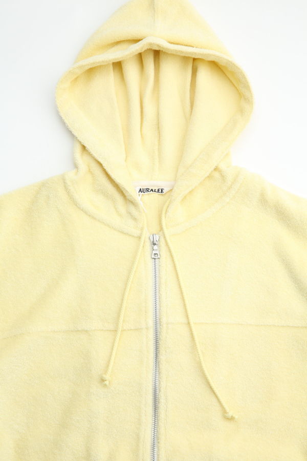 Auralee Cotton Nylon Pile Zip Parka Hoodie - Light Yellow