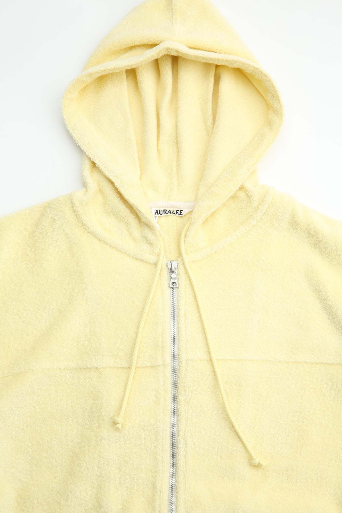 Auralee Cotton Nylon Pile Zip Parka Hoodie - Light Yellow - Image 2 of 11