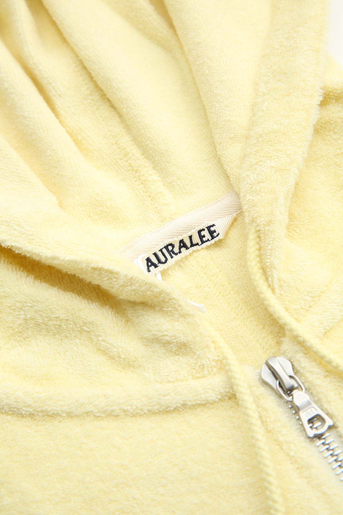 Auralee Cotton Nylon Pile Zip Parka Hoodie - Light Yellow - Image 11 of 11
