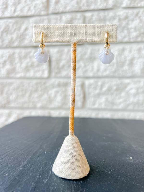 Thatch Coquille Hoop Earrings - Blue Lace