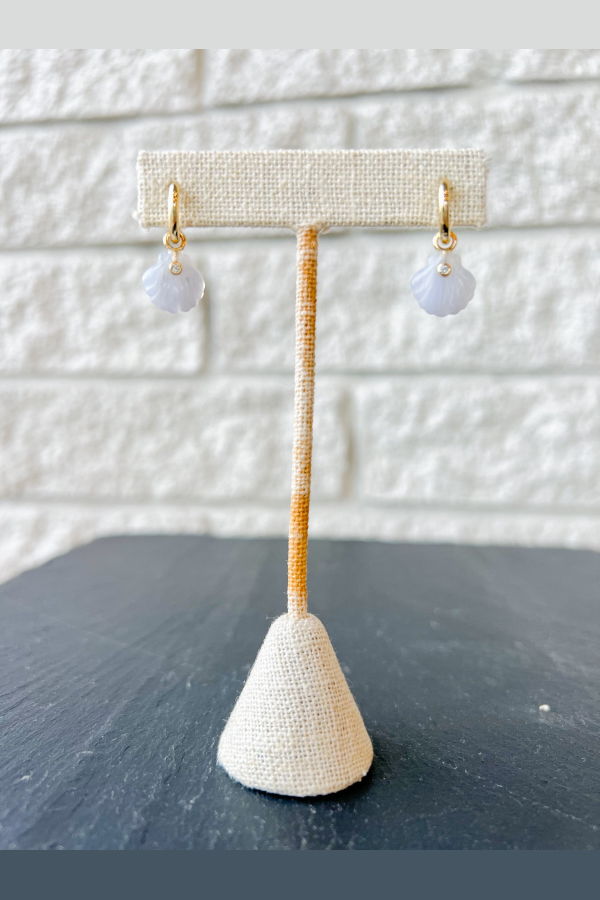 Thatch Coquille Hoop Earrings - Blue Lace