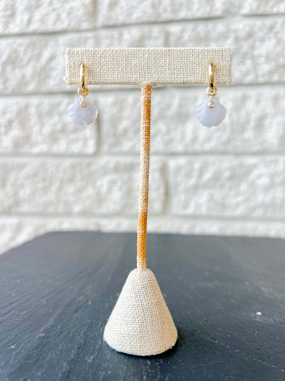 Thatch Coquille Hoop Earrings - Blue Lace - Image 1 of 4