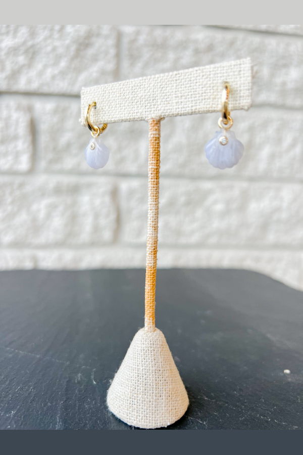 Thatch Coquille Hoop Earrings - Blue Lace