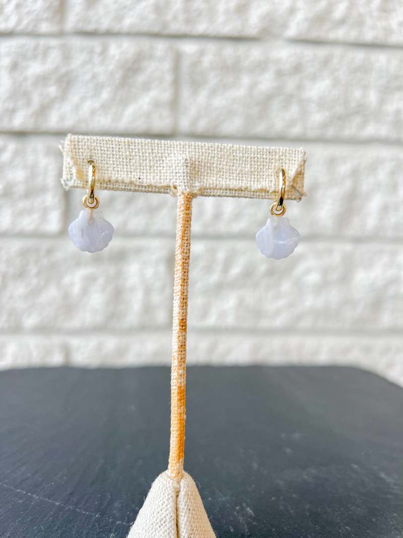 Thatch Coquille Hoop Earrings - Blue Lace