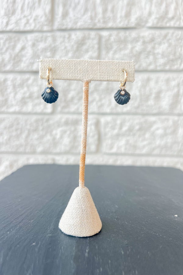 Thatch Coquille Hoop Earrings - Onyx