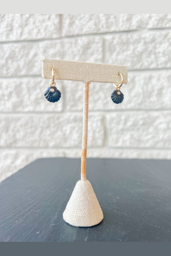 Thatch Coquille Hoop Earrings - Onyx