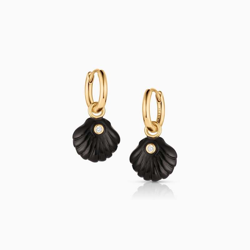 Thatch Coquille Hoop Earrings - Onyx