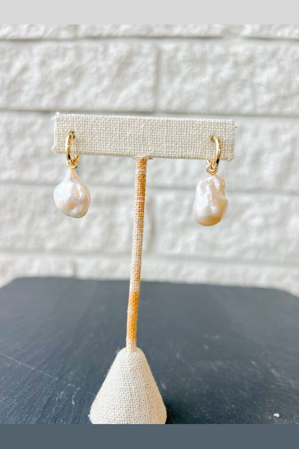 Thatch Talia Pearl Hoop Earrings - 14k Gold Plated