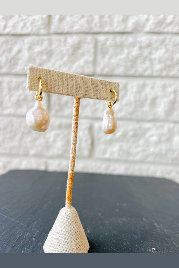 Thatch Talia Pearl Hoop Earrings - 14k Gold Plated