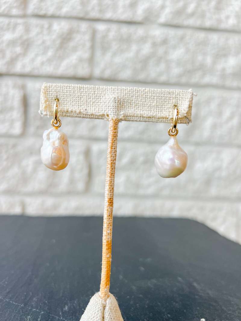 Thatch Talia Pearl Hoop Earrings - 14k Gold Plated