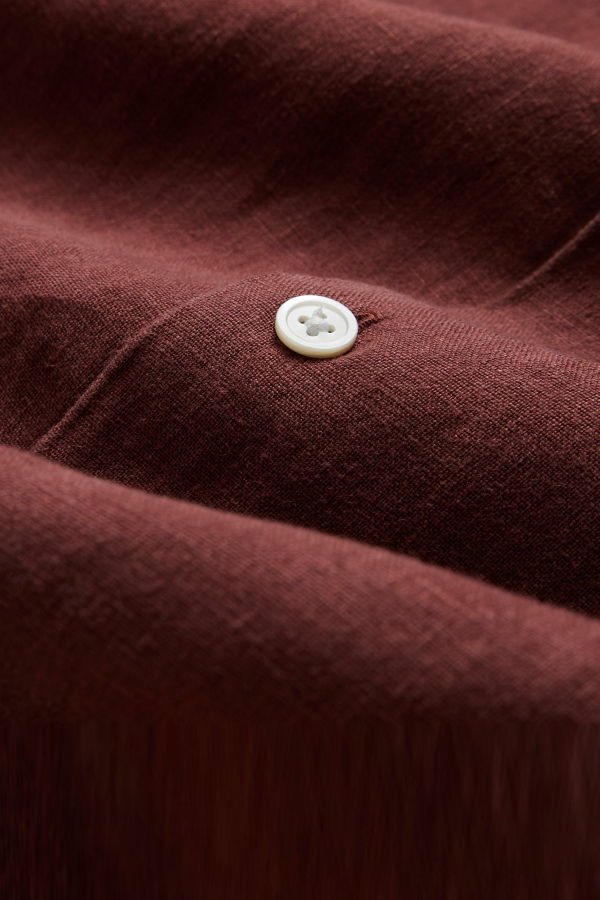 Portuguese Flannel Linen Camp Collar Shirt - Bordeaux