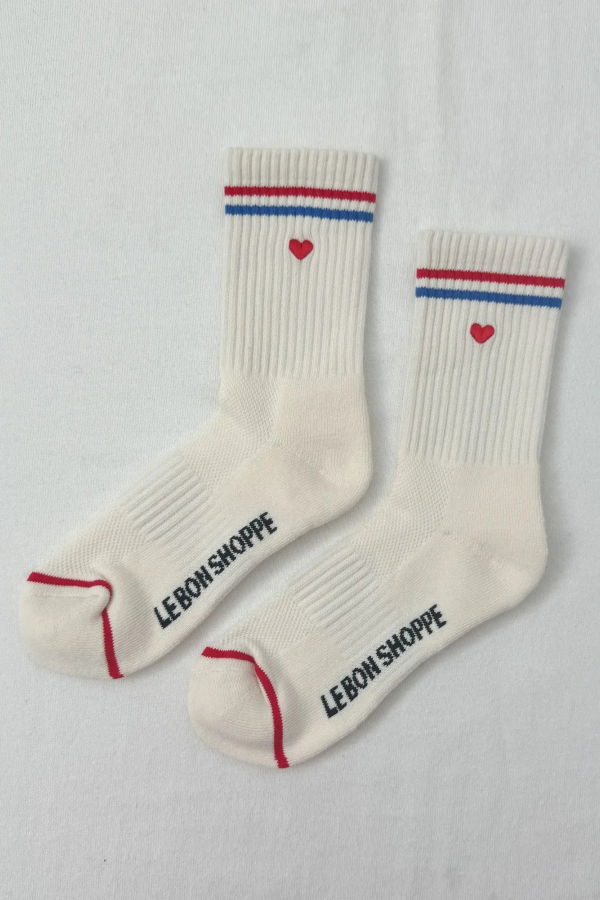 Le Bon Shoppe Embroidered Boyfriend Socks - Milk