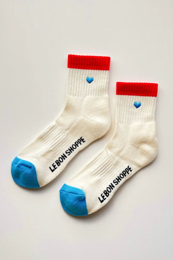 Le Bon Shoppe Embroidered Colorblock Girlfriend Socks