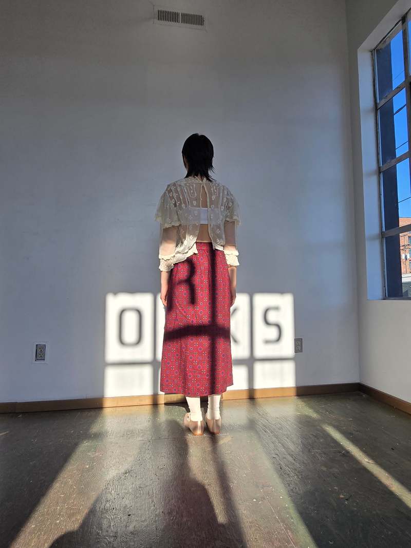 Vintage Giorgio Armani Burgundy Silk + Wool Skirt