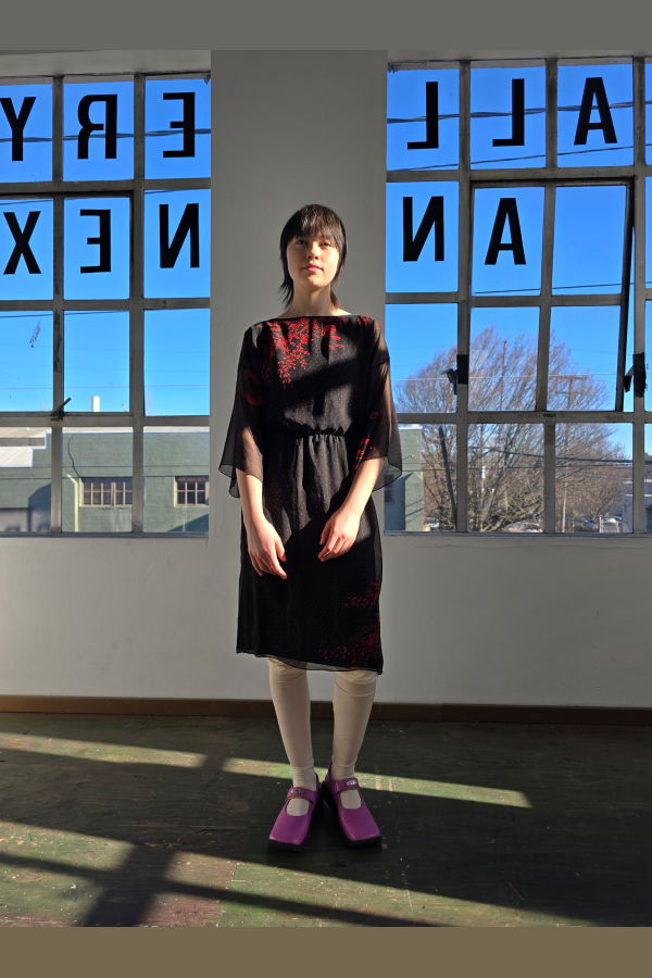 Vintage Hanae Mori Botanical Silk Dress