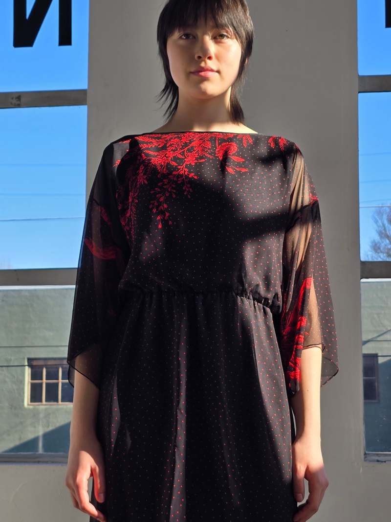 Vintage Hanae Mori Botanical Silk Dress