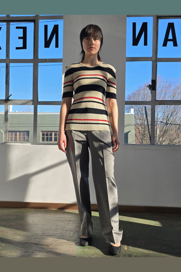 Vintage Les Copains Metallic Striped Knit Top