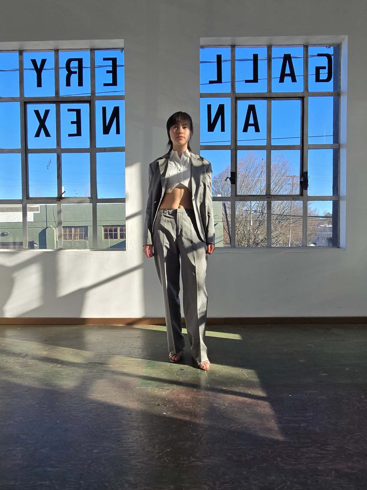 Vintage Minimal Silk Suit - Grey - Image 2 of 7