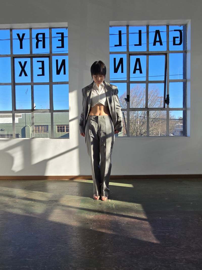 Vintage Minimal Silk Suit - Grey