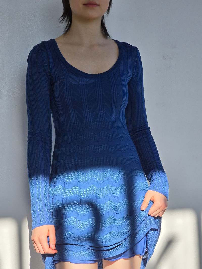 Vintage Missoni Blue Woven Scoopneck Dress