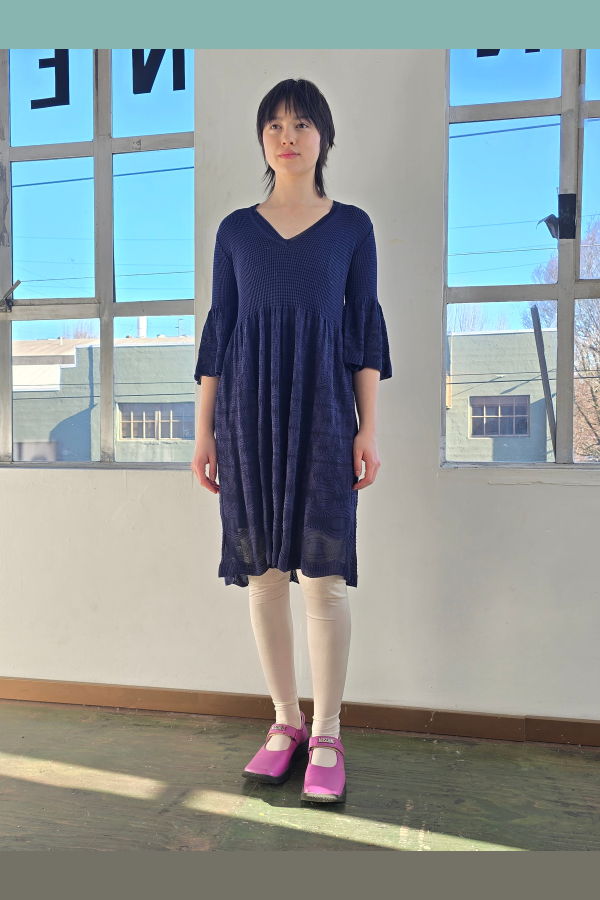 Vintage Missoni Dark Blue Flared Sleeve Knit Dress