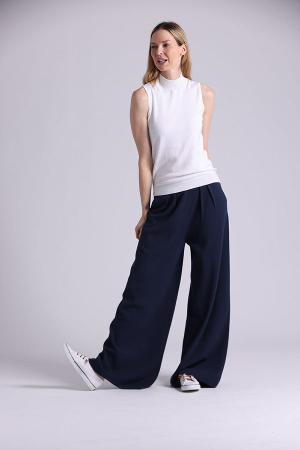 Minnie Rose Palazzo Pant - Navy