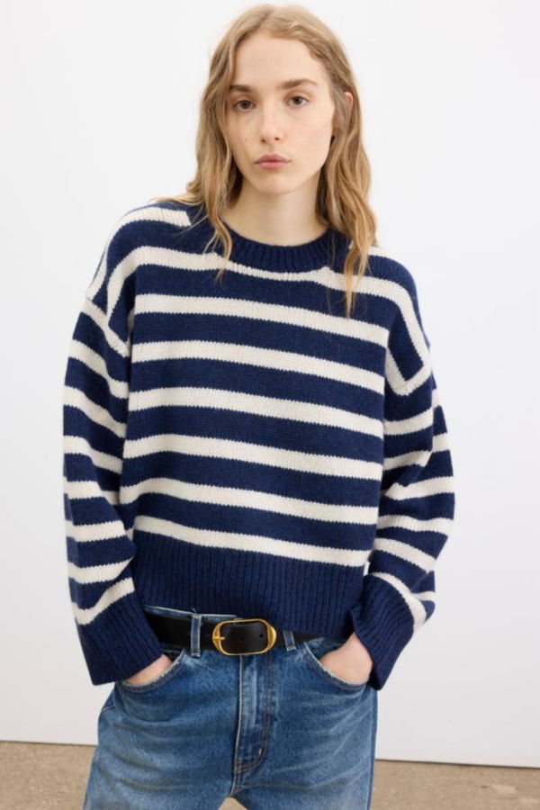Nili Lotan Anisa Stripe Sweater - Marine/Ivory Stripe