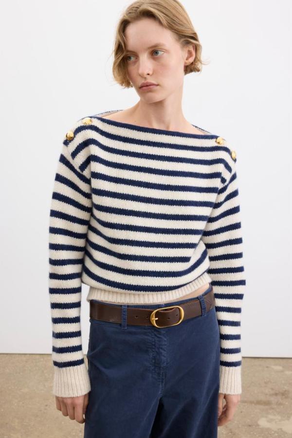 Nili Lotan Tandy Sweater - Ivory/Marine Stripe