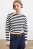 Nili Lotan Tandy Sweater - Ivory/Marine Stripe - Thumbnail 1