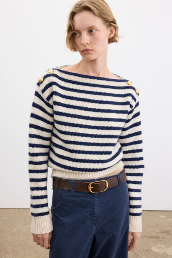 Nili Lotan Tandy Sweater - Ivory/Marine Stripe