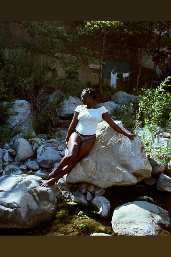 leboudoirlosangeles La Charlie Vichy Cotton Tanga Panties - Navy