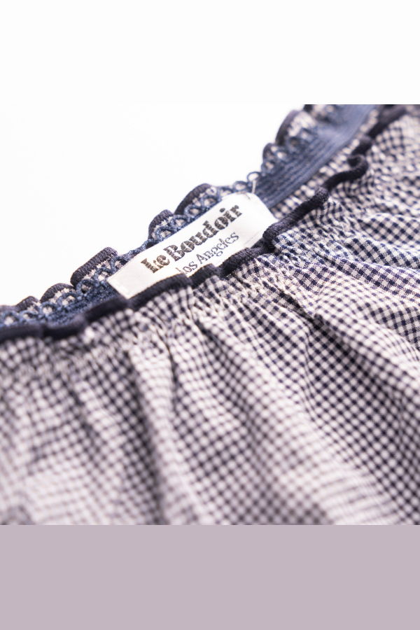 leboudoirlosangeles La Charlie Vichy Cotton Tanga Panties - Navy