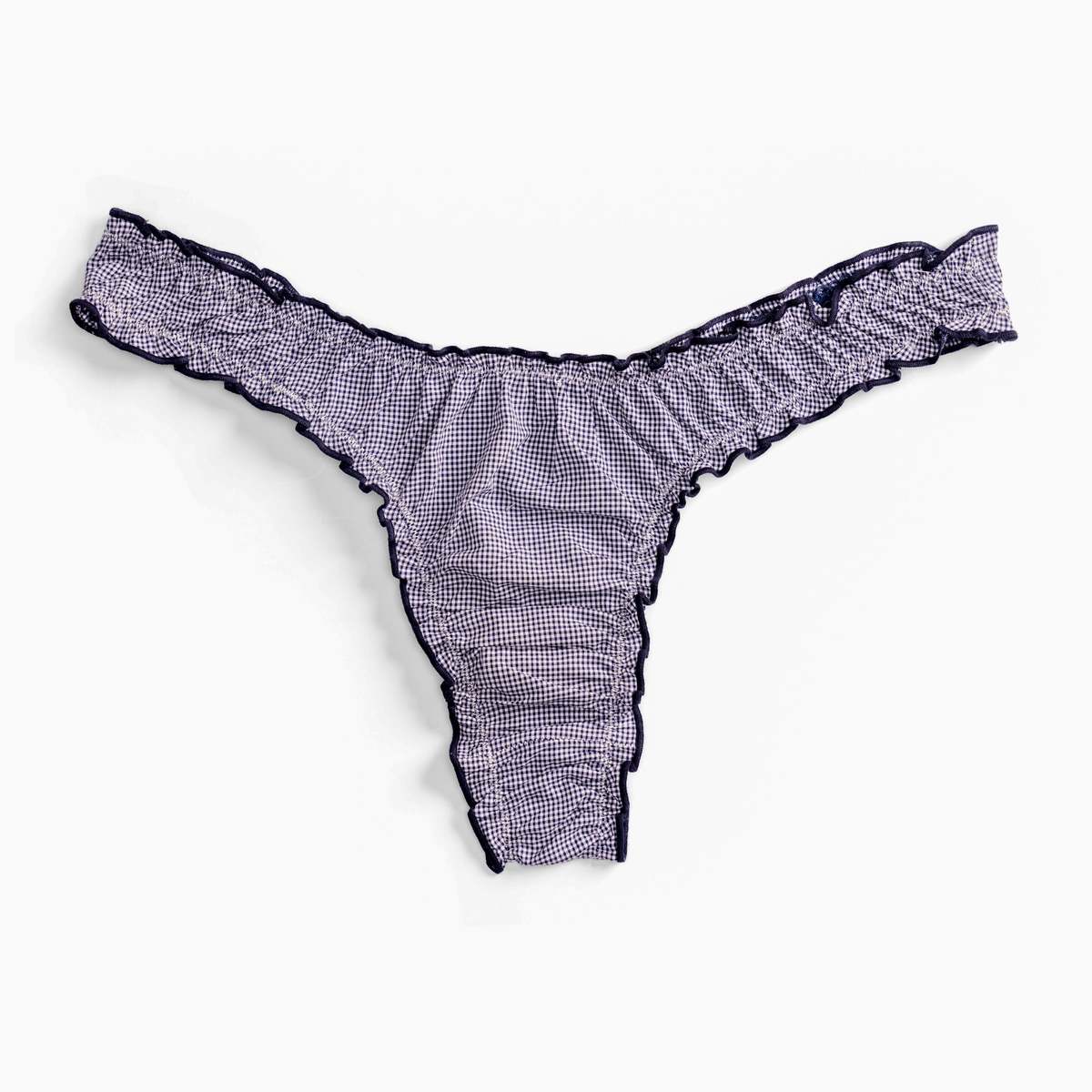 leboudoirlosangeles La Charlie Vichy Cotton Tanga Panties - Navy - Image 3 of 5